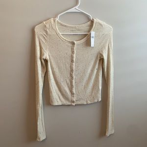 AEO Cream Speckled Top